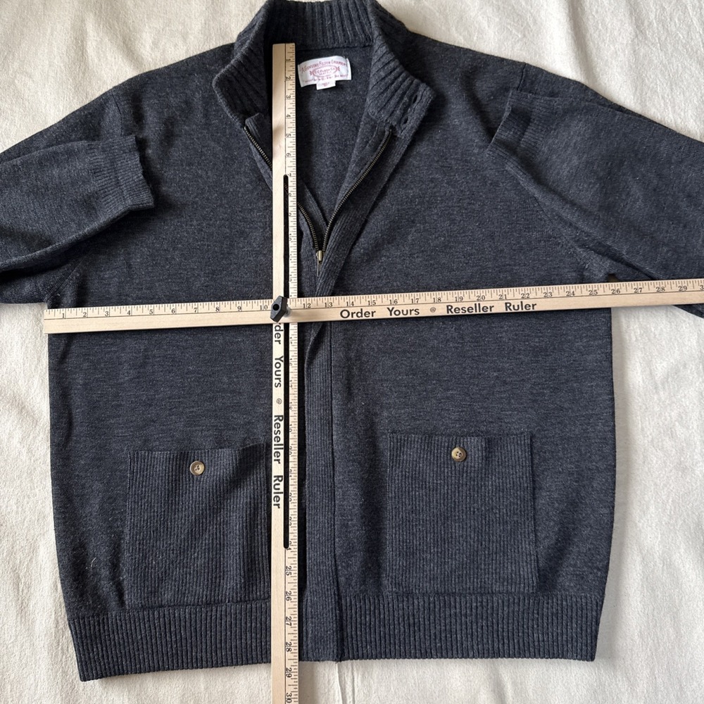 C.C. Filson Wool Full Zip Cardigan Pockets Gray Sz XL Grandpa Core Cottage Core - Picture 4 of 12